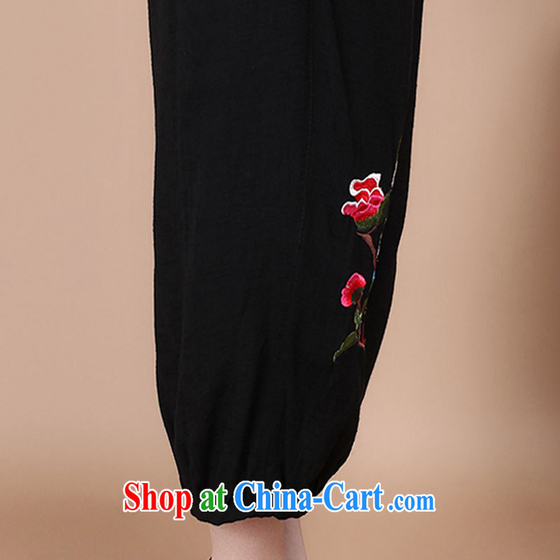The Timorese Connie 2015 summer new mom with older 7 pants Chinese Ethnic Wind cotton embroidery has been the pants black XXL, the Timorese Connie, shopping on the Internet