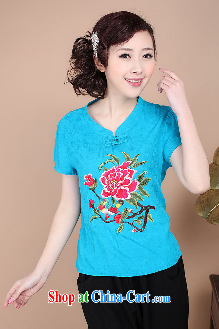 Yu Xiang Yu-na 2015 New National wind ladies summer embroidery antique style Chinese beauty T-shirt cool embroidered short sleeved T-shirt red M pictures, price, brand platters! Elections are good character, the national distribution, so why buy now enjoy more preferential! Health