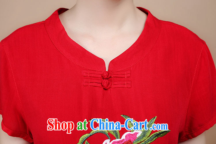 Yu Xiang Yu-na 2015 New National wind ladies summer embroidery antique style Chinese beauty T-shirt cool embroidered short sleeved T-shirt red M pictures, price, brand platters! Elections are good character, the national distribution, so why buy now enjoy more preferential! Health