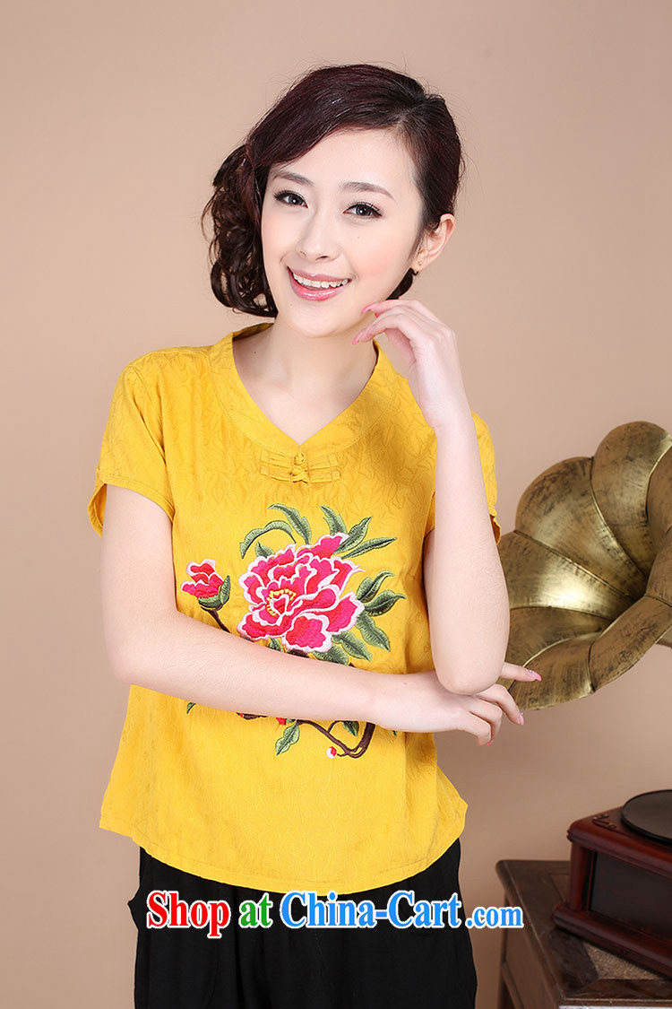 The Timorese Connie 2015 New National wind ladies summer embroidery antique style Chinese beauty T-shirt cool embroidered short sleeved T-shirt yellow XXL pictures, price, brand platters! Elections are good character, the national distribution, so why buy now enjoy more preferential! Health