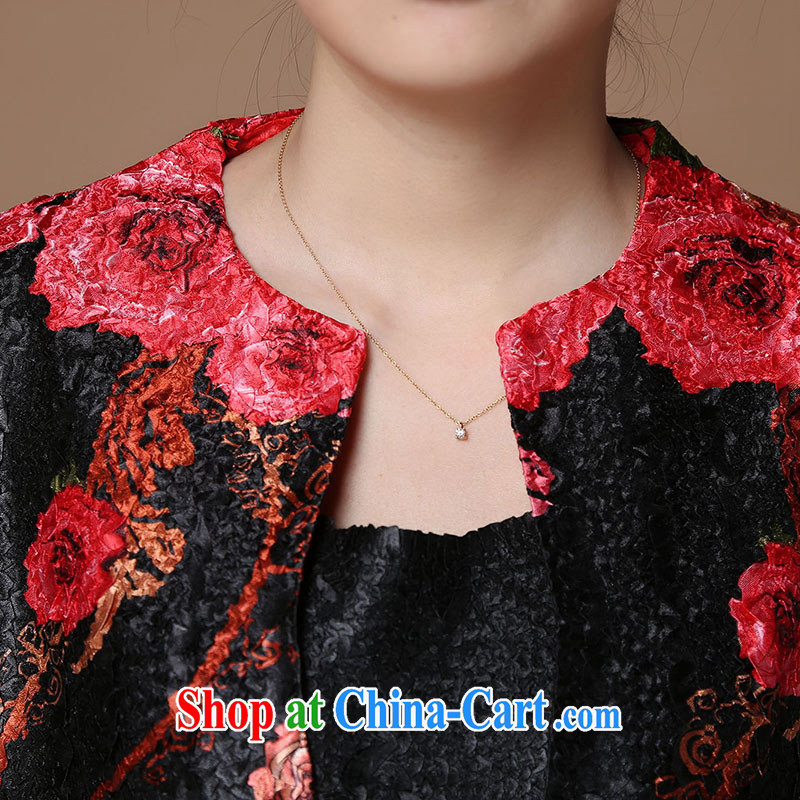 The Timorese Connie 2015 spring women's coats high quality large, stamp duty is silk wrinkled collars retro Tang in long wind jacket of blue and red XL, the Timorese Connie, shopping on the Internet