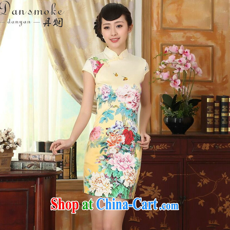 Bin Laden smoke new summer female elegance improved the color day Hong Kong Silk Chinese is a tight video thin short cheongsam as color 2XL, Bin Laden smoke, shopping on the Internet