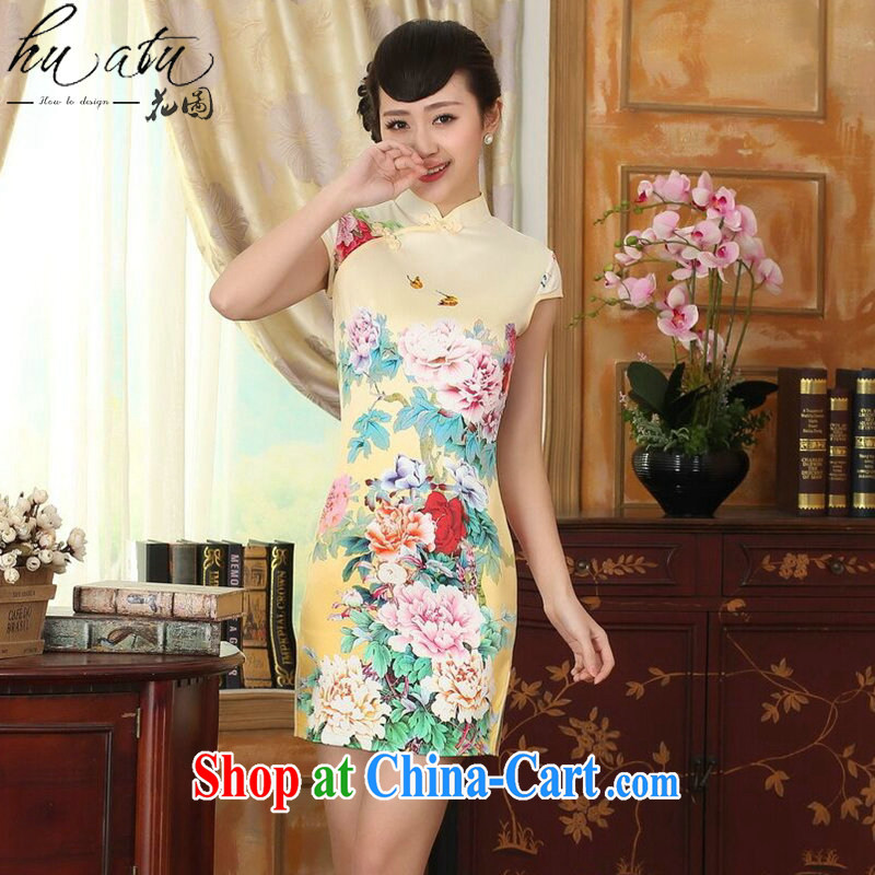 Take the new summer female elegance improved the color day Hong Kong Silk Chinese is a hard-pressed video thin short dresses such as the color 2 XL, figure, and shopping on the Internet