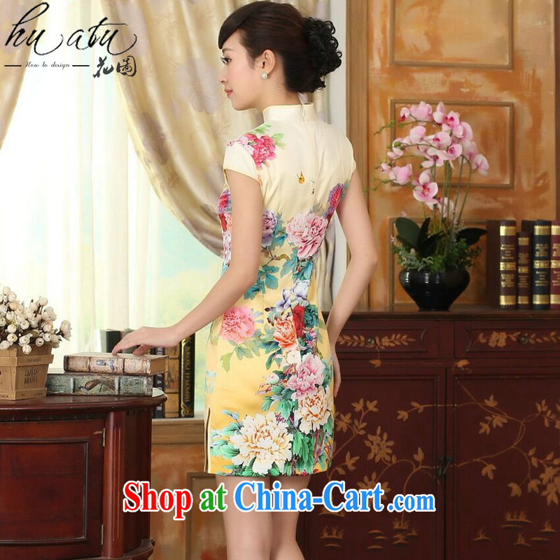 Take the new summer female elegance improved the color day Hong Kong Silk Chinese is a hard-pressed video thin short dresses such as the color 2 XL, figure, and shopping on the Internet