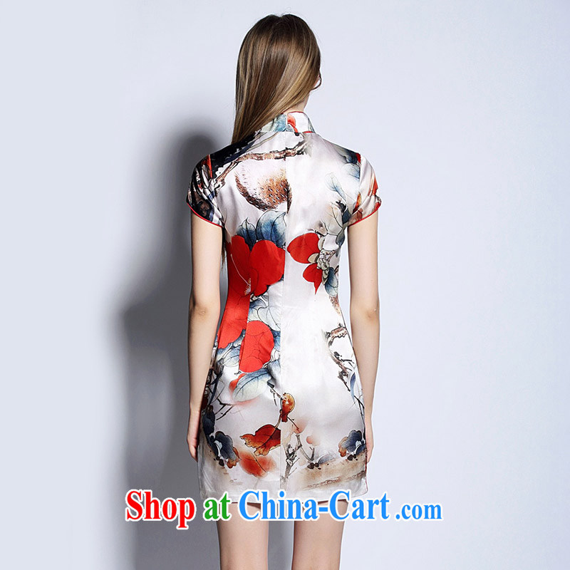 Caynova summer 2015 new European and American antique Ethnic Wind painting stamp cultivating cheongsam dress picture color XL, Caynova, shopping on the Internet