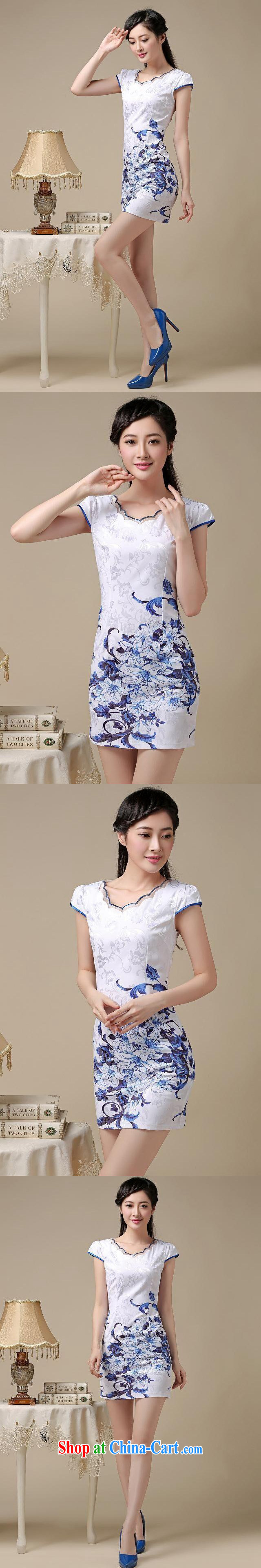 Shallow end round-collar retro blue and stamp duty cheongsam dress stylish everyday minimalist dress sense of Cultivating Female AQE 8219 Blue on white flower XXL pictures, price, brand platters! Elections are good character, the national distribution, so why buy now enjoy more preferential! Health