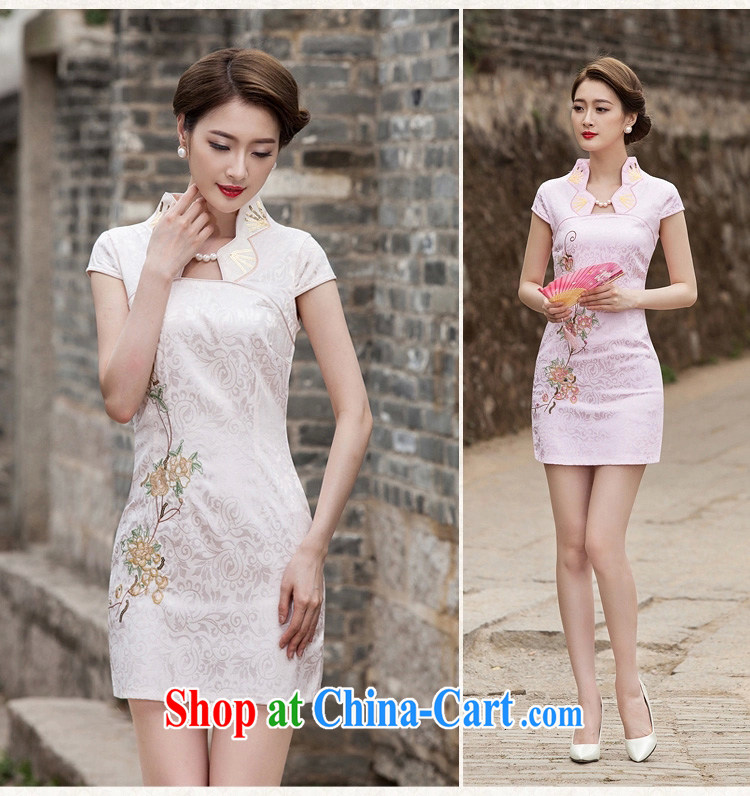 Ah, ah, stylish 2015 summer new women Beauty Fashion graphics thin short cheongsam 1122 #apricot XL pictures, price, brand platters! Elections are good character, the national distribution, so why buy now enjoy more preferential! Health