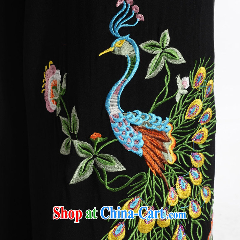 Al Gore, the 2015 middle-aged and older women the commission cotton pants antique Chinese Embroidery middle-aged ladies casual trousers MOM trousers HMR 120 - Peacock. XXXL, Al Gore, Al (genuoyi), shopping on the Internet