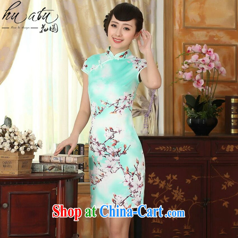 Take the new summer female elegance Chinese qipao,Chinese, for the hard-pressed damask video thin short dresses such as the color 2 XL, figure, and shopping on the Internet