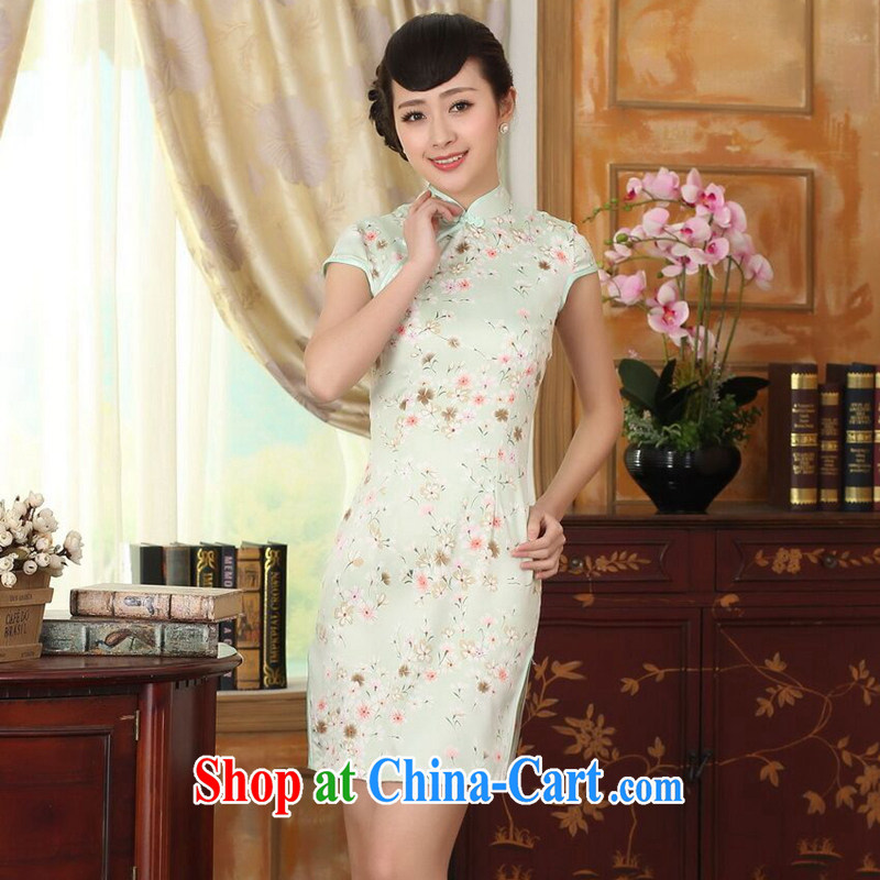 Find Sophie summer new dress qipao Chinese Chinese improved, for a tight silk floral graphics thin short cheongsam dress figure-color 2 XL, flexible employment, shopping on the Internet