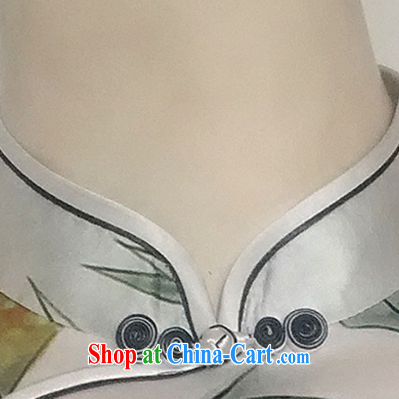 The end is a short-sleeved heavy Silk Cheongsam improved aura video thin short, cultivating cheongsam dress AQE 8044 Map Color XXXL, shallow end (QM), shopping on the Internet