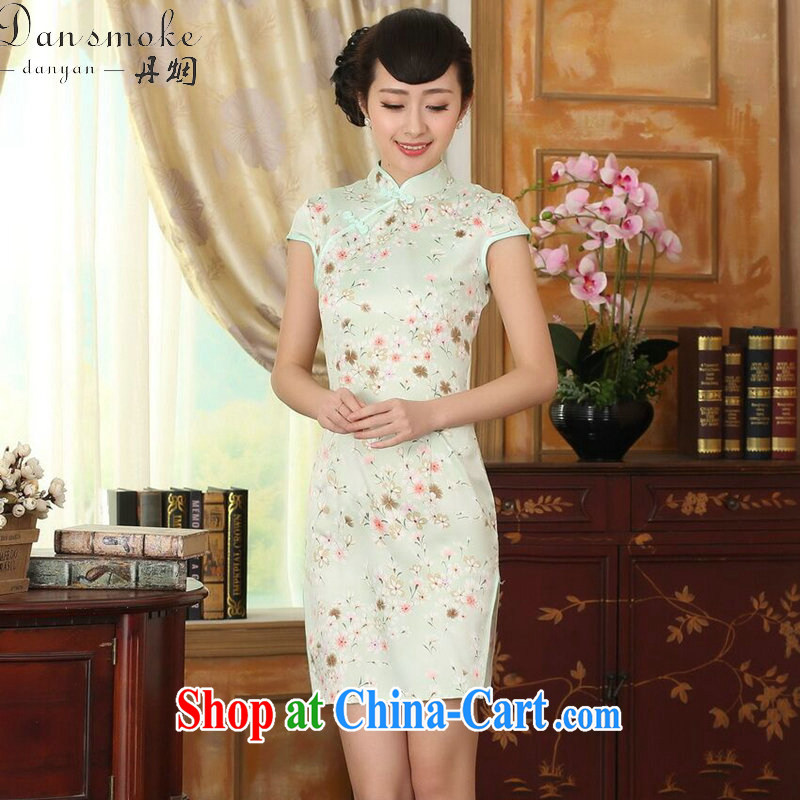 Bin Laden smoke summer new female cheongsam Chinese Chinese improved, for a tight silk floral graphics thin short cheongsam dress figure-color 2 XL, Bin Laden smoke, shopping on the Internet