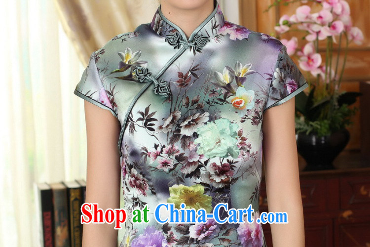Bin Laden smoke female summer and autumn color Peony short-sleeved beauty, stretch the silk dresses retro Silk Cheongsam double Peony 2 XL pictures, price, brand platters! Elections are good character, the national distribution, so why buy now enjoy more preferential! Health