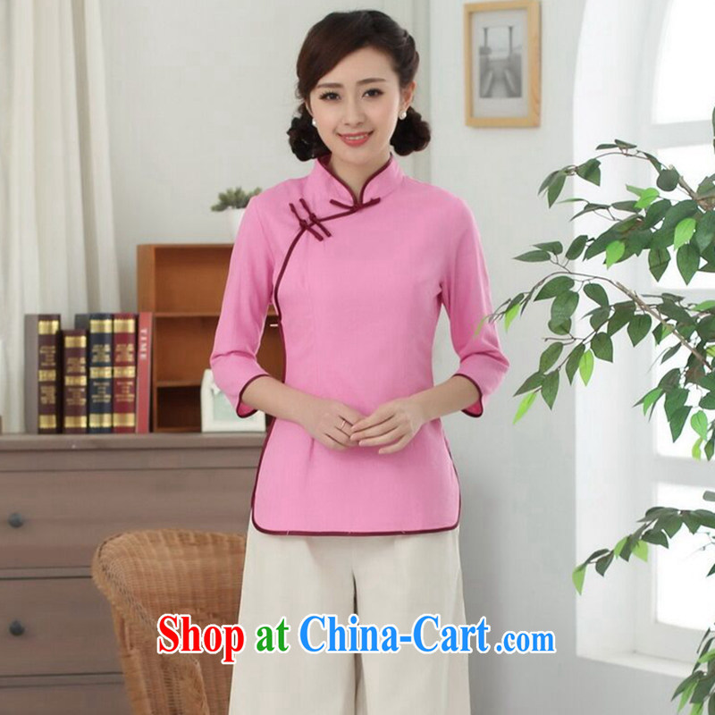 Find Sophie, Chinese Han-Yau Ma Tei cotton Chinese, for a tight literary Ethnic Wind blouses Tang is improved - D pink 2 XL, flexible employment, shopping on the Internet