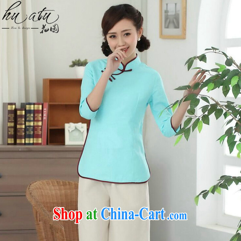 Spend figure, Chinese Han-cotton the Chinese, who is a tight literary Ethnic Wind blouses Tang is improved - D sky 2 XL, spend figure, and shopping on the Internet