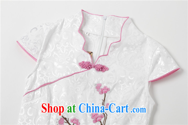 Shallow end embroidery Phillips cultivating short dresses retro style daily outfit skirt short-sleeved summer dress AQE 0760 blue XXL pictures, price, brand platters! Elections are good character, the national distribution, so why buy now enjoy more preferential! Health