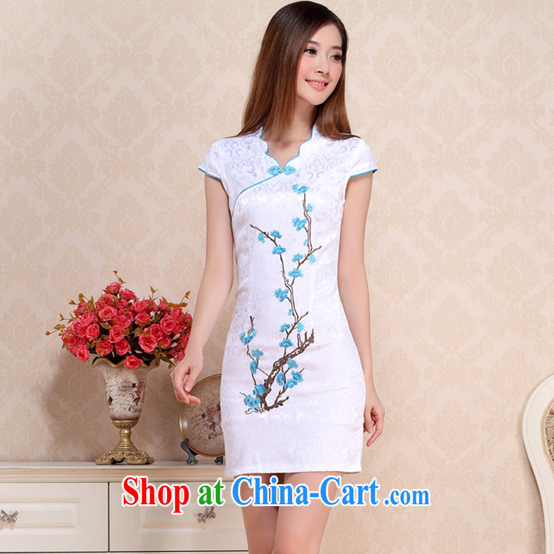 light at the embroidery phillips-cultivating short dresses retro style daily outfit dress short-sleeved summer dress 0760 AQE XXL blue, light (at the end) QM, shopping on the Internet