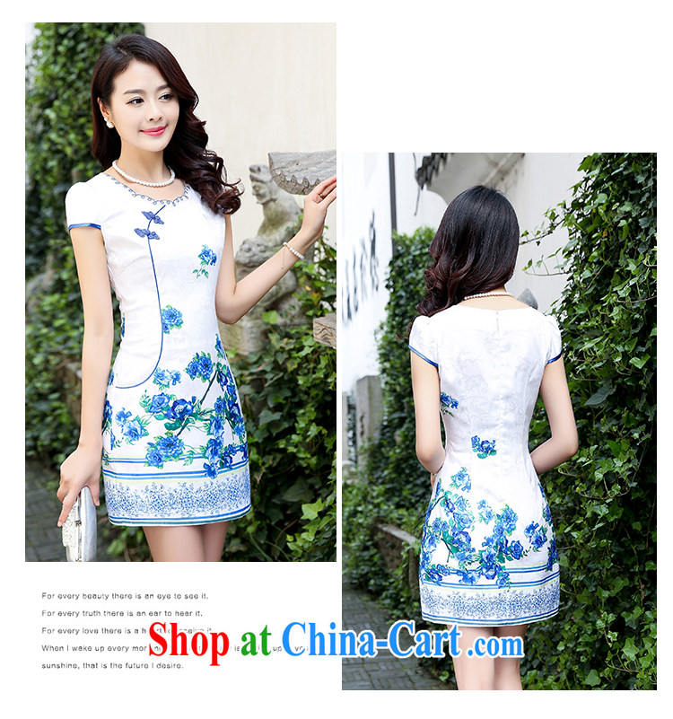Summer 2015 new spring Stylish retro short Chinese qipao summer improved daily dresses jacquard cotton dress girl 5932 blue rose XXL pictures, price, brand platters! Elections are good character, the national distribution, so why buy now enjoy more preferential! Health