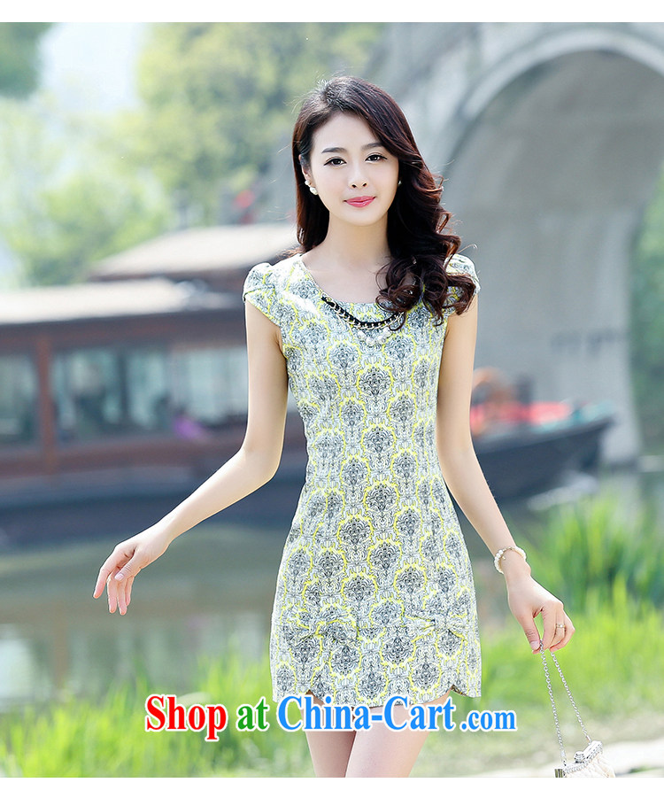 2015 summer new sexy cheongsam dress cultivating improved retro daily short spring dresses 5936 Yellow Flower XXL pictures, price, brand platters! Elections are good character, the national distribution, so why buy now enjoy more preferential! Health