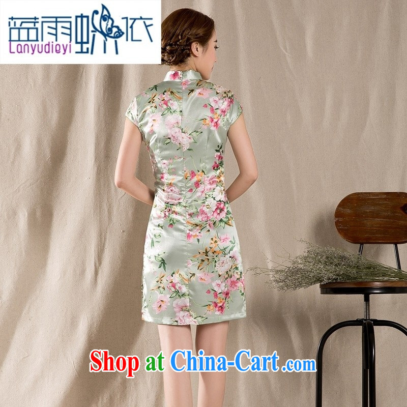 hamilton Z summer 1215 new tray snap stamp arts and cultural Ethnic Wind improved antique cheongsam dress China wind suit XXL, blue rain bow, and shopping on the Internet