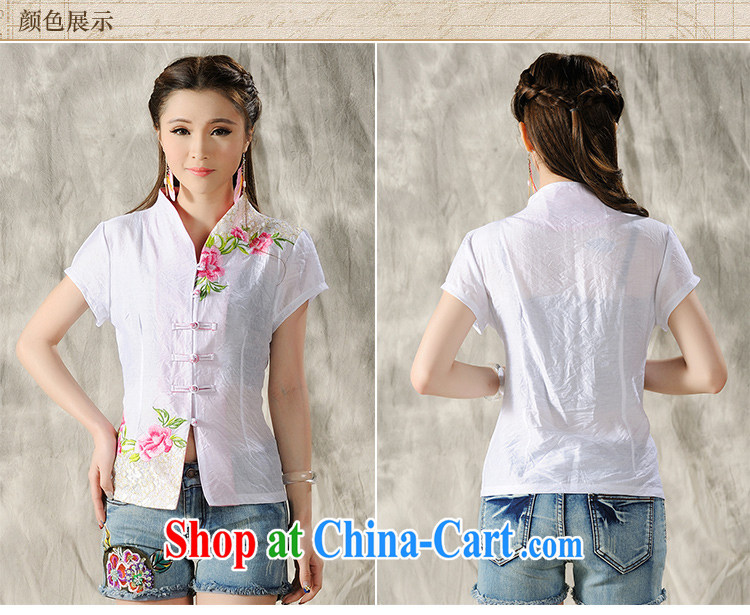 hamilton YY 7299 National wind new Peony embroidery Chinese, summer/Chinese improved short-sleeved T-shirt outfit white XXL pictures, price, brand platters! Elections are good character, the national distribution, so why buy now enjoy more preferential! Health