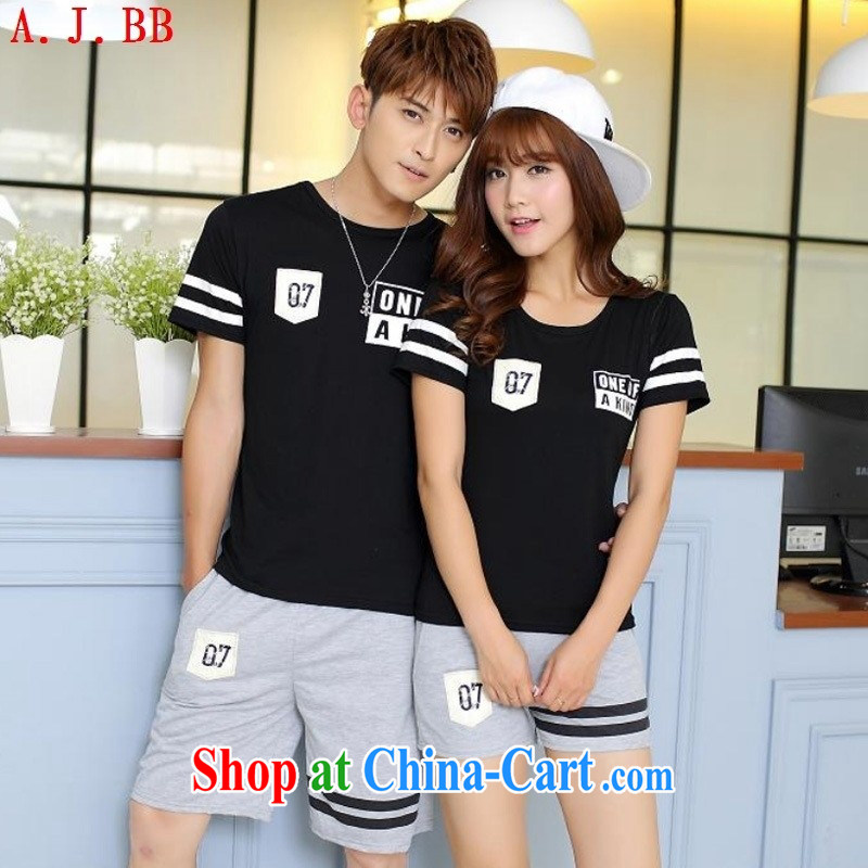 Black butterfly summer new Korean couples with short-sleeve T-shirt women in cultivating long Korean round-collar couples T-shirt white 2XL _kit_