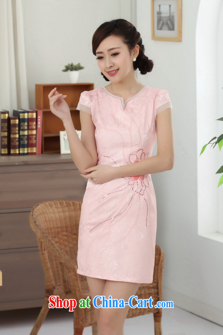 spend the summer cheongsam dress Tang with improved graphics thin short qipao cotton round-collar elegance short-sleeve dress - B pink 2 XL pictures, price, brand platters! Elections are good character, the national distribution, so why buy now enjoy more preferential! Health