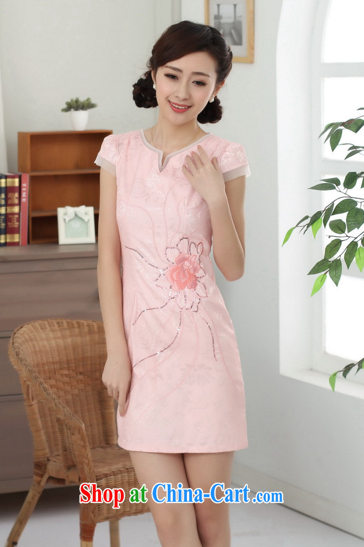 Find Sophie summer wear cheongsam dress Tang with improved graphics thin short qipao cotton crew-neck elegance short-sleeved dresses - B pink 2 XL pictures, price, brand platters! Elections are good character, the national distribution, so why buy now enjoy more preferential! Health