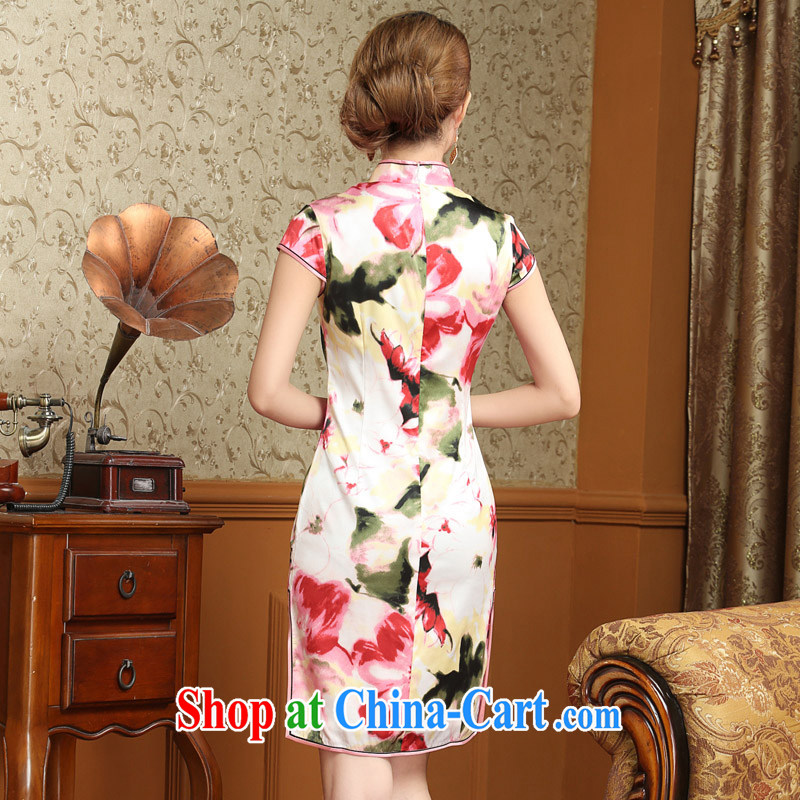 light at the classical Chinese Dress heavy silk mulberry Silk Cheongsam dress of Korea Chinese female summer AQE 024 floral XXXL, light (at the end) QM, shopping on the Internet