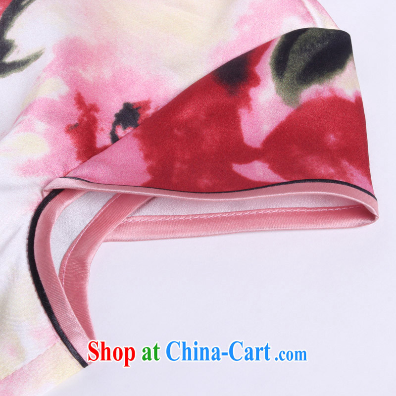 light at the classical Chinese Dress heavy silk mulberry Silk Cheongsam dress of Korea Chinese female summer AQE 024 floral XXXL, light (at the end) QM, shopping on the Internet