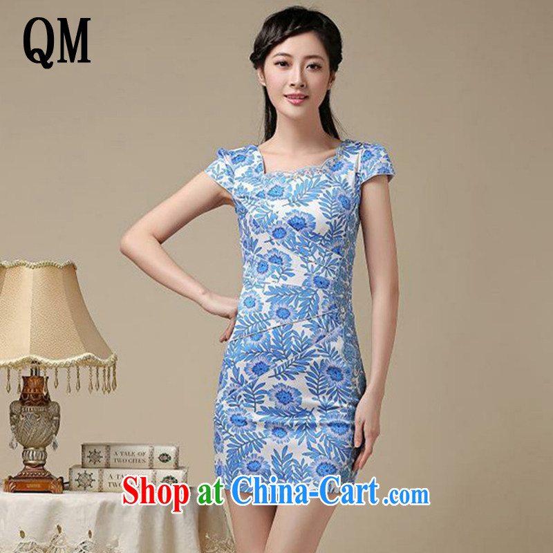 light at the stylish floral short cheongsam retro improved daily Chinese female AQE 8215 green XXL, light (at the end) QM, shopping on the Internet