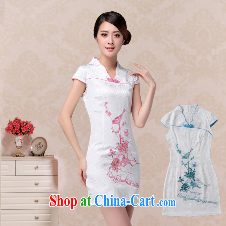 light at the Summer beauty and stylish bird embroidery cheongsam short-sleeved retro improved daily Chinese qipao AQE 637 blue XXL pictures, price, brand platters! Elections are good character, the national distribution, so why buy now enjoy more preferential! Health