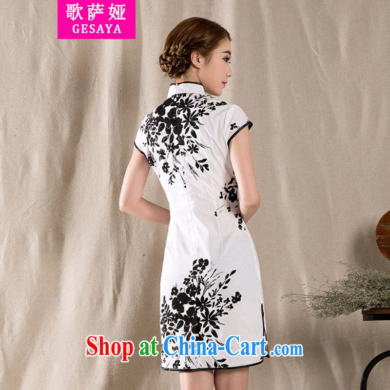 Song, Julia 2015 summer new stylish and refined antique cheongsam dress China wind stamp dresses white XXL, song, Julia (GESAYA), shopping on the Internet