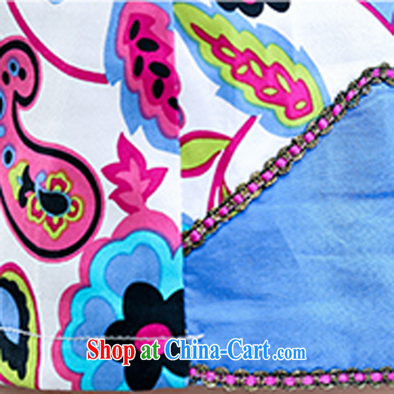 2015 new stretch cotton the cheongsam retro beauty everyday dresses skirts summer fashion to dress 5935 blue flower XXL, Elizabeth Gil (SHAJINI), online shopping