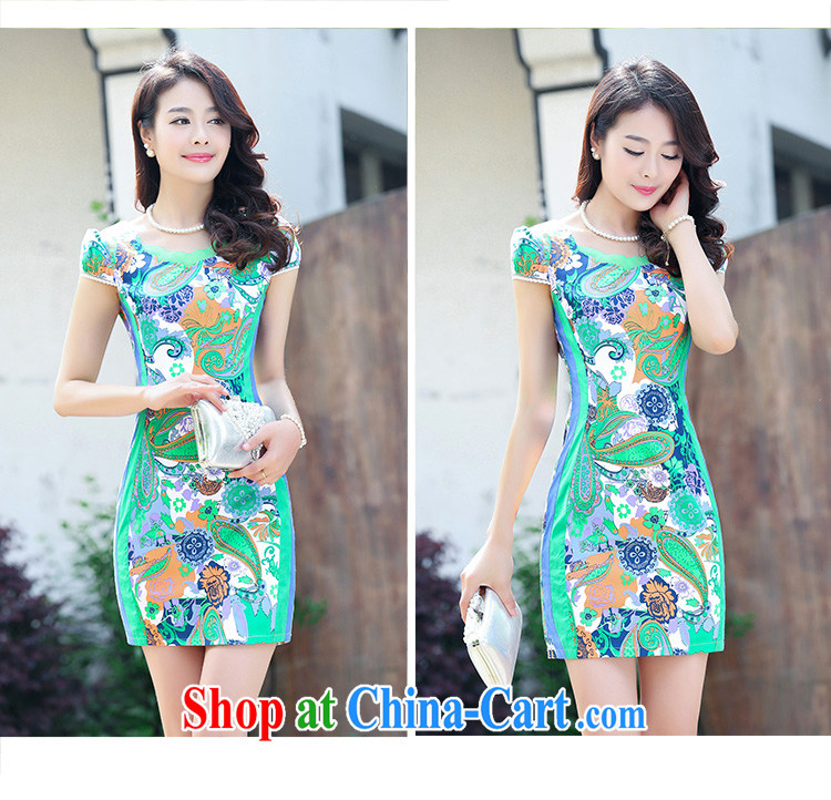 2015 new stretch cotton Ma dresses retro beauty everyday dresses skirts summer fashion to dress 5929 blue flower M pictures, price, brand platters! Elections are good character, the national distribution, so why buy now enjoy more preferential! Health
