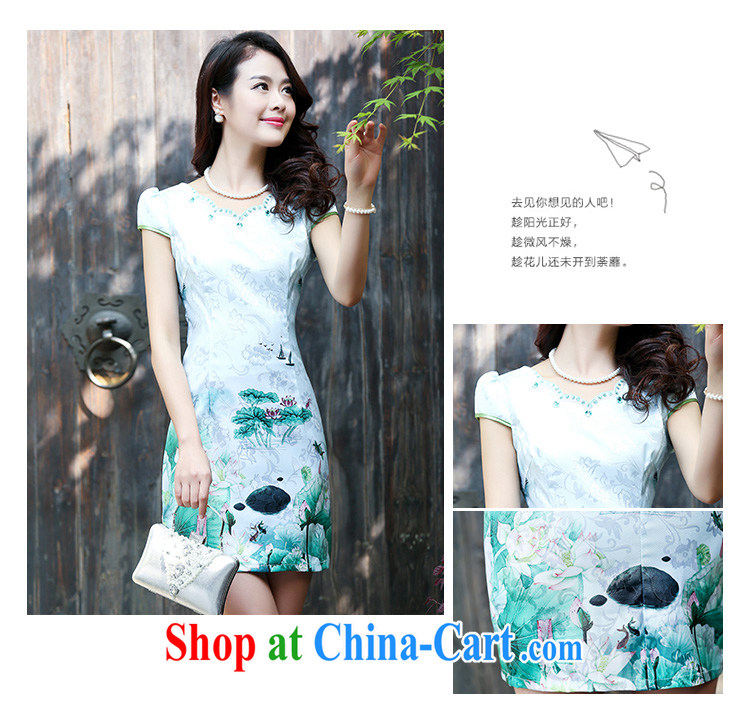2015 new summer cotton MA the cheongsam retro pink floral stamp improved cheongsam dress 5930 light green XL pictures, price, brand platters! Elections are good character, the national distribution, so why buy now enjoy more preferential! Health