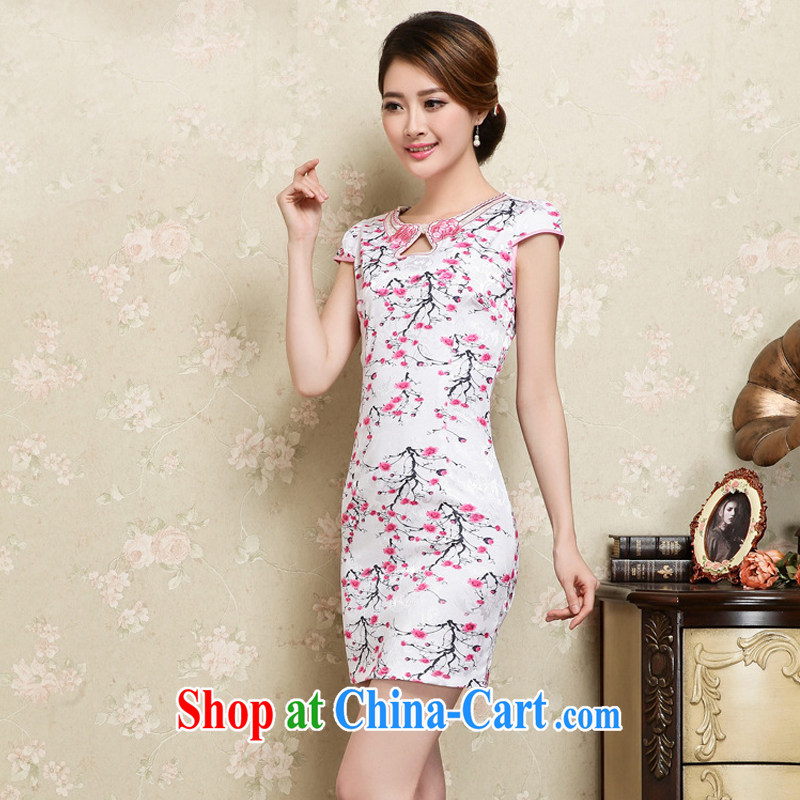 light at the Summer National wind Stylish retro dresses short-sleeved improved daily sexy cheongsam dress AQE 909 green XXL, light (at the end) QM, shopping on the Internet