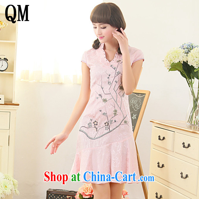 light at the Summer load and Stylish retro dresses improved daily cheongsam dress Ethnic Wind Korea Tang replace AQE 3386 pink XL
