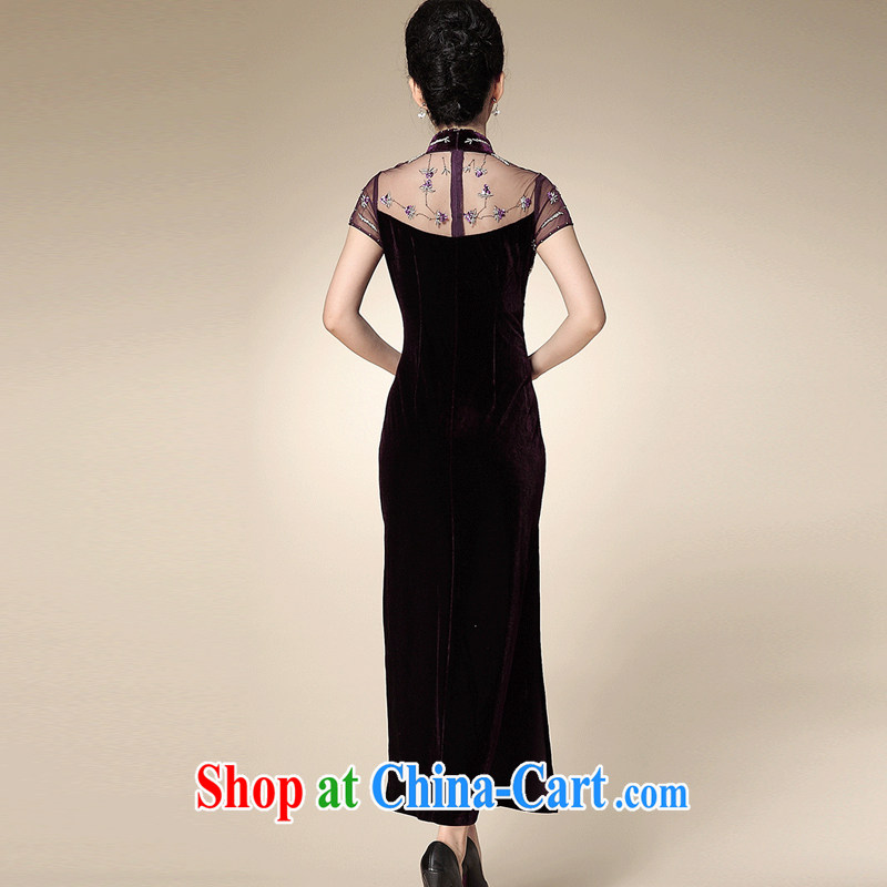 The end is really wool lace cheongsam dress bows dress Chinese 210 AQE XXXXL purple, light (at the end) QM, shopping on the Internet