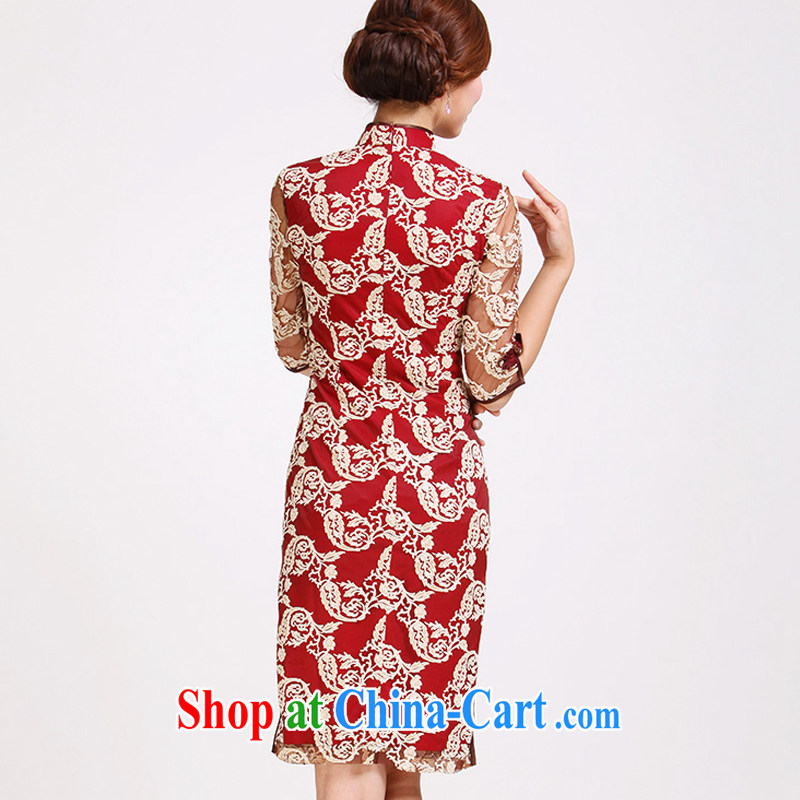 Very late marriage brides in red sleeveless dresses retro improved stylish lace cheongsam dress summer dress AQE 029 red XXL, shallow end (QM), shopping on the Internet