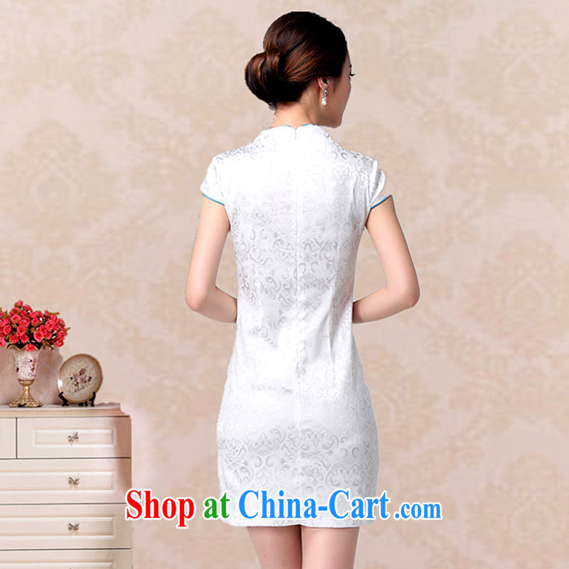 light at the Lady aura V for cultivating dresses retro improved fashion cheongsam dress embroidered Lotus dresses AQE 658 blue XXL, light (at the end) QM, shopping on the Internet