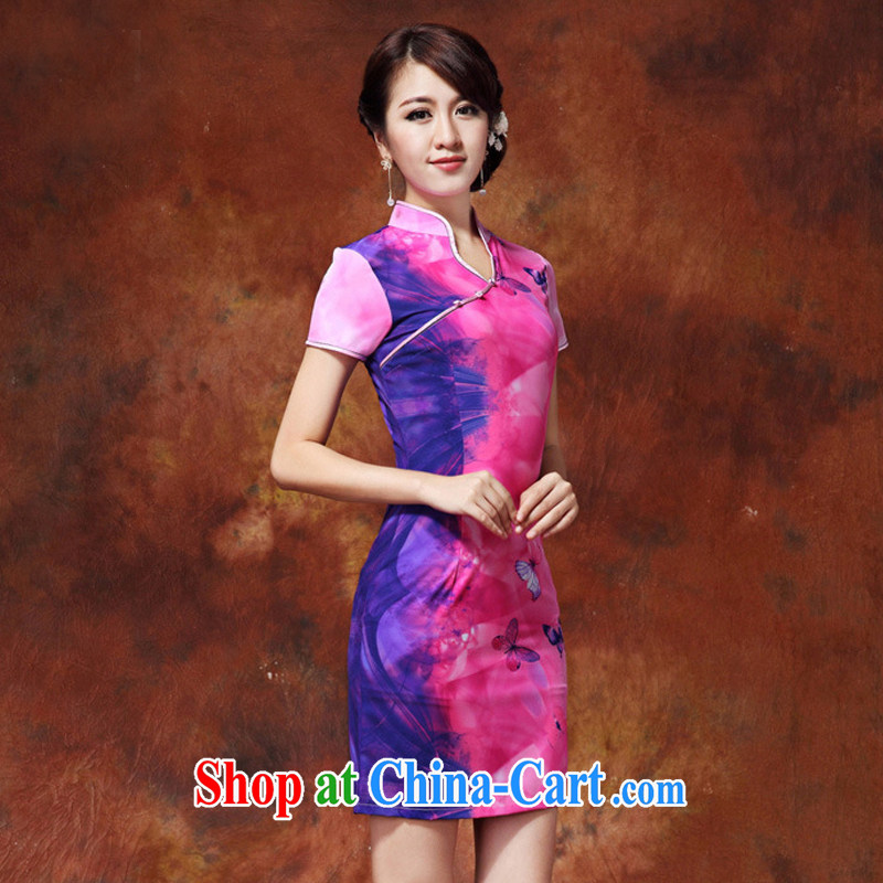 Stakeholders line cloud milk silk poster cool short dresses retro, for Chinese qipao dress improved daily solid summer skirt girl AQE 918 red XXL stakeholders, the cloud (YouThinking), and, on-line shopping