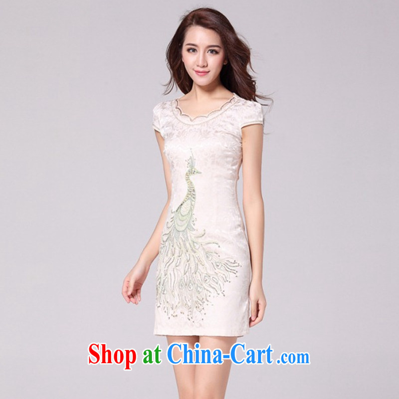 Stakeholders clouds National wind female embroidery Peacock retro dresses the style beauty dresses show clothing AQE 9031 apricot XXL stakeholders, the cloud (YouThinking), and, on-line shopping