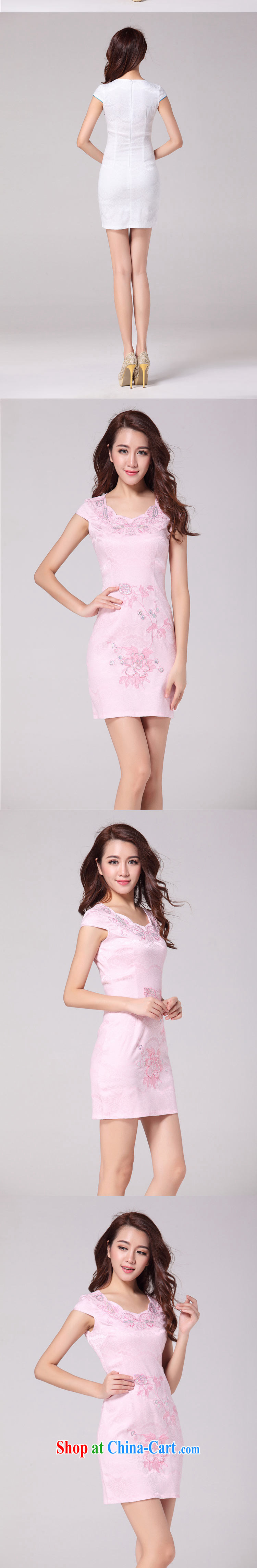 Stakeholders line cloud retro style hot drill short summer dresses new improved daily cheongsam dress AQE 9021 pink XXL pictures, price, brand platters! Elections are good character, the national distribution, so why buy now enjoy more preferential! Health