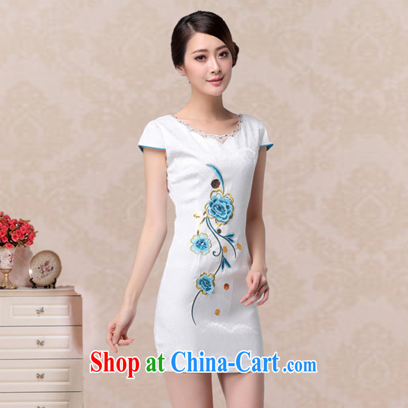 Stakeholders line cloud retro girl summer embroidered short, dresses, fashionable round-collar dresses, dresses AQE 807 apricot XXL stakeholders, the cloud (YouThinking), and, on-line shopping