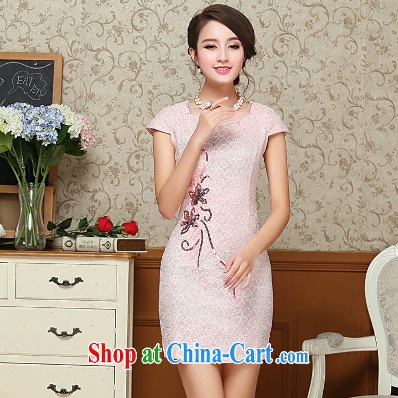 Stakeholders line cloud short lace cheongsam dress summer retro daily short-sleeved Tang replace AQE 808 pink XXL stakeholders, the cloud (YouThinking), and, on-line shopping