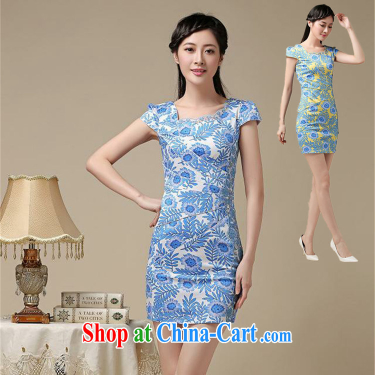 At stake line cloud stylish floral short cheongsam beauty graphics thin large code cheongsam dress retro improved daily Chinese female AQE 8215 blue XXL pictures, price, brand platters! Elections are good character, the national distribution, so why buy now enjoy more preferential! Health