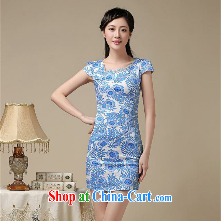 At stake line cloud stylish floral short cheongsam beauty graphics thin large code cheongsam dress retro improved daily Chinese female AQE 8215 blue XXL pictures, price, brand platters! Elections are good character, the national distribution, so why buy now enjoy more preferential! Health