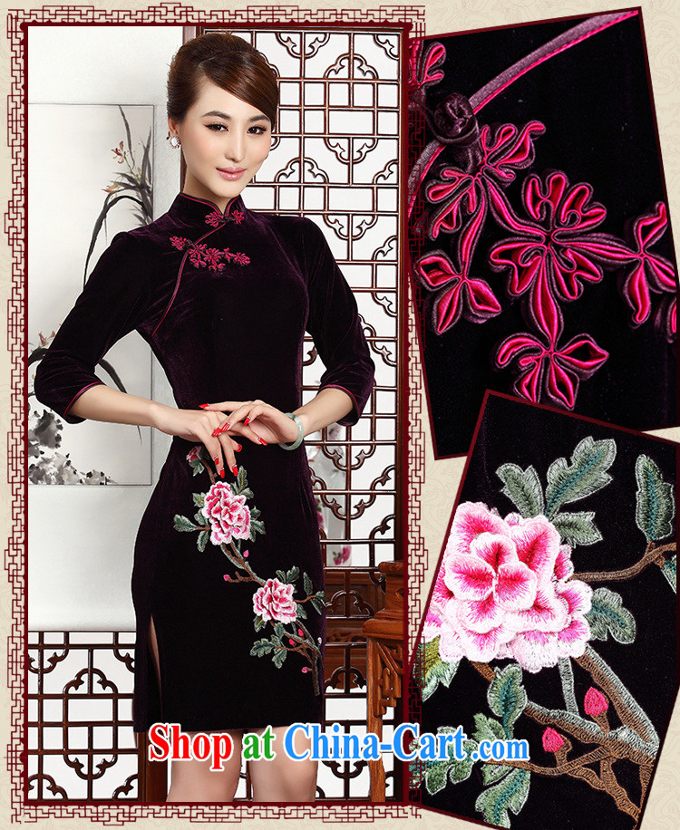 Stakeholders line cloud short embroidery cheongsam stylish retro MOM cheongsam dress, velvet dress wedding dress AQE 002 wine red XXXL pictures, price, brand platters! Elections are good character, the national distribution, so why buy now enjoy more preferential! Health