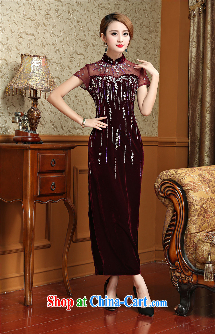 At stake line cloud long, gold velour cheongsam dress Chinese antique dresses serving toast AQE 001 wine red XXXXL pictures, price, brand platters! Elections are good character, the national distribution, so why buy now enjoy more preferential! Health